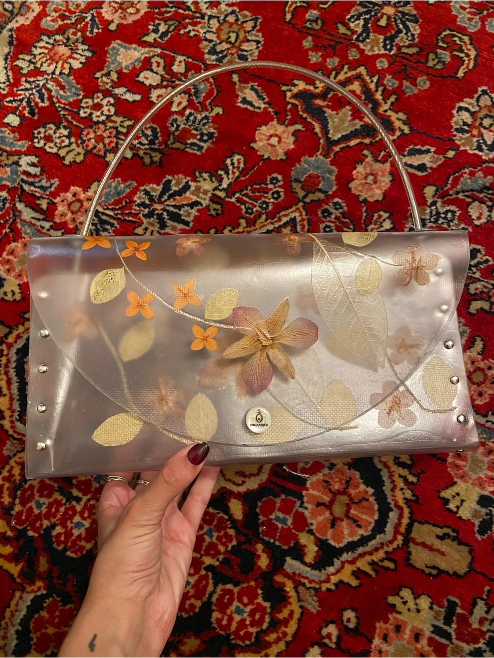 Hand-Pressed Flower Clear Acrylic Shoulder Bag | Floral Statement Purse | Y2K